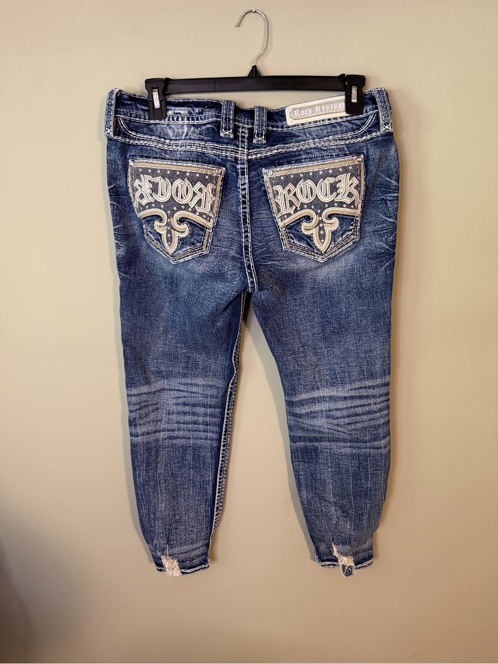 Gorgeous Rock Revival Lainna Ankle Skinny Jeans Embellished Pockets 26” Inseam - Picture 3 of 8